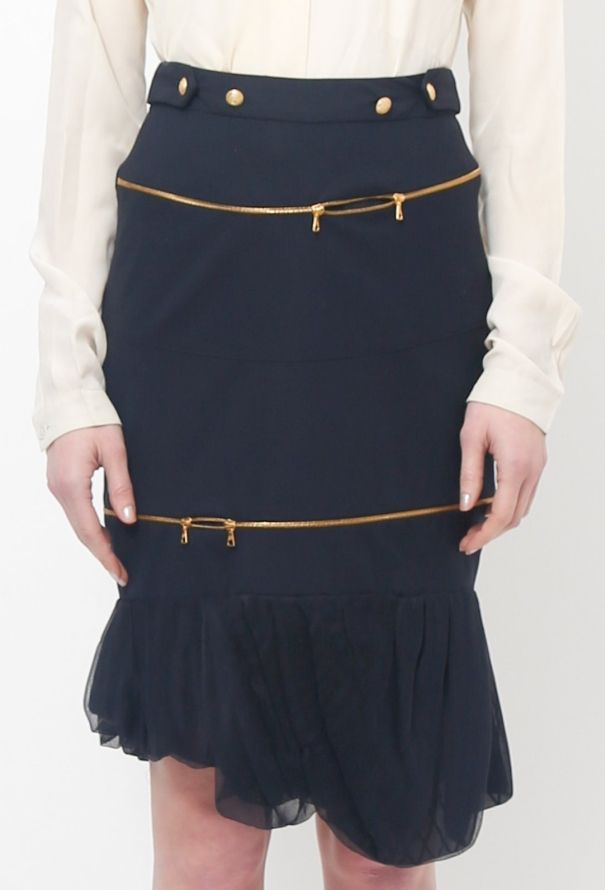 Balenciaga S/S 2005 Navy Zip Skirt - 5