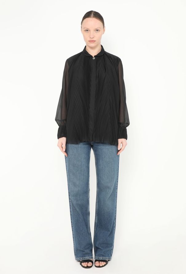 Chanel Accordion Pleated Silk Blouse - 2