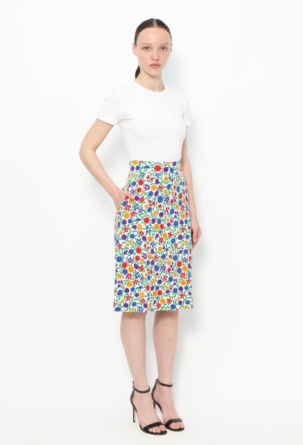 Saint Laurent '70s Floral Print Crêpe Skirt - 3