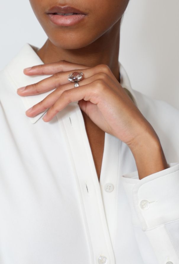 Vintage Fine Jewelry Mathon 18K Gold Morganite & Diamond Cocktail Ring - 5