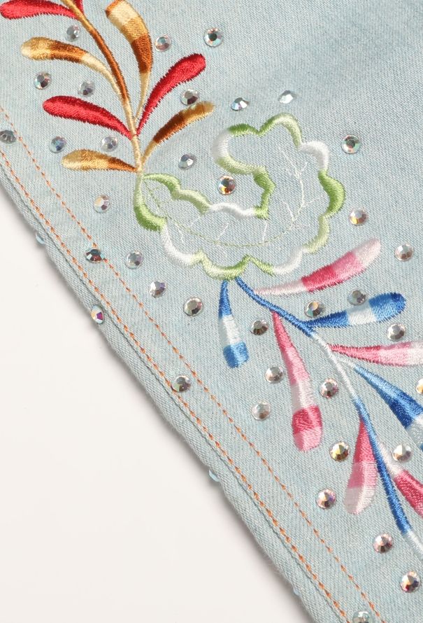 Christian Dior 2002 Butterfly Embellished Denim Skirt - 8