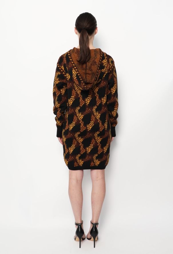 Saint Laurent F/W 1990 Leopard Hooded Dress - 4
