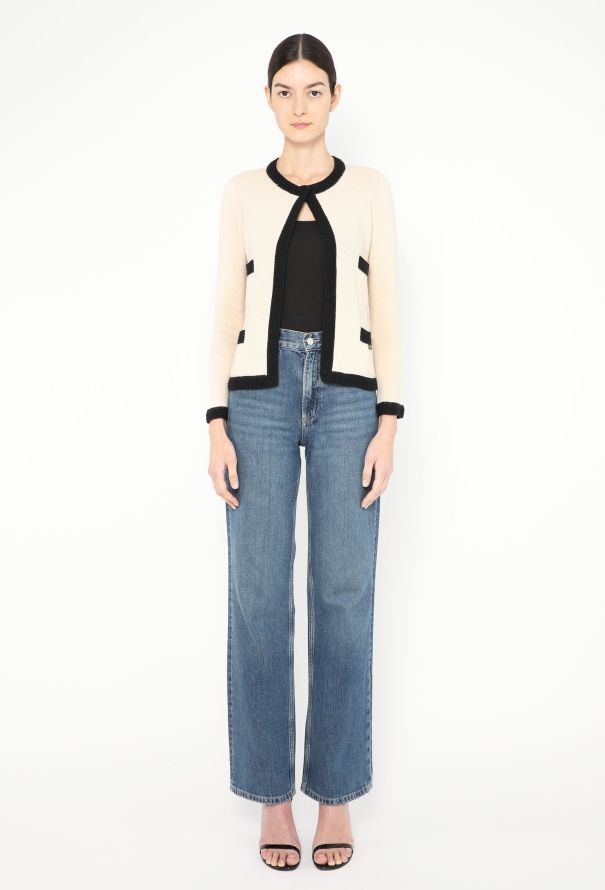 Chanel Woven Trim Cashmere Cardigan - 3