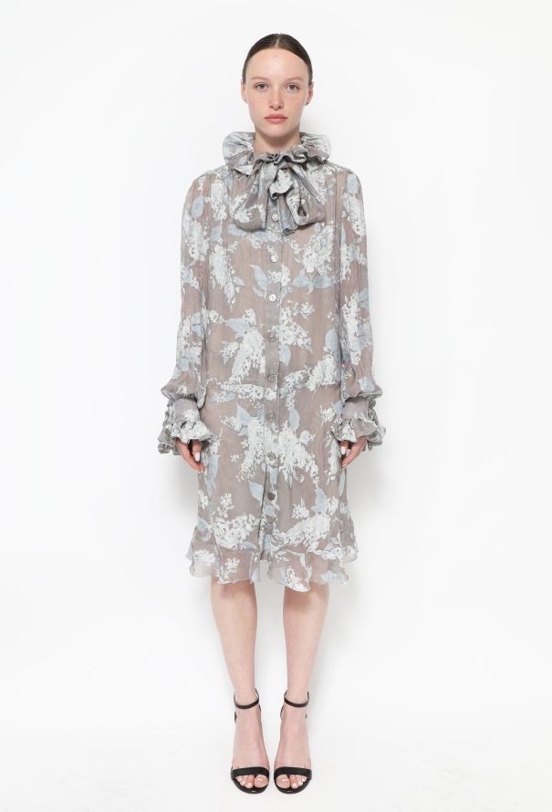 Chloé 90s Floral Silk Lavallière Dress - 1