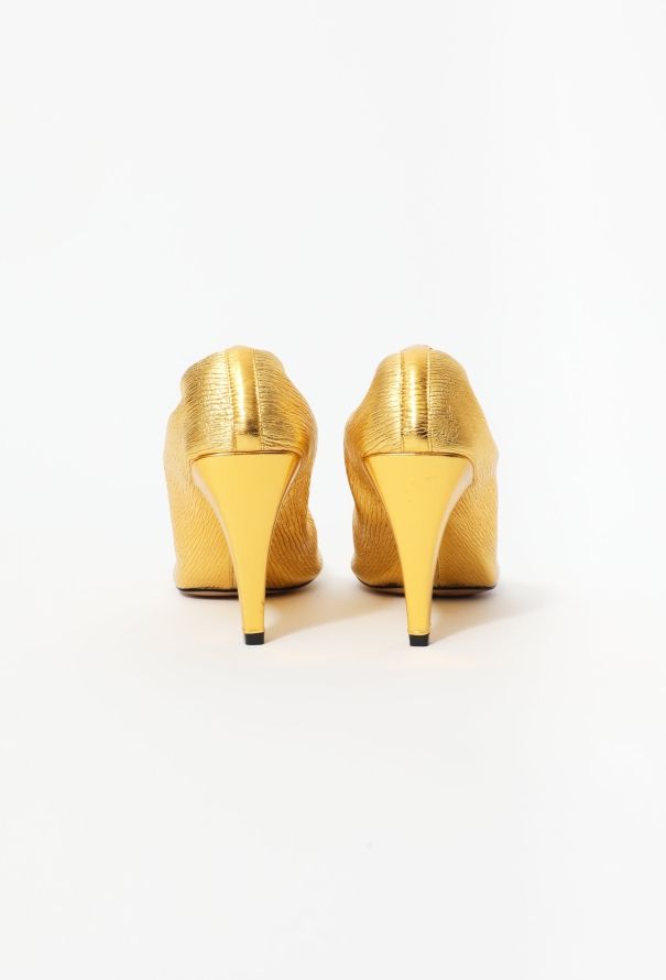 Bottega Veneta S/S 2020 Metallic Crunched Pumps - 5