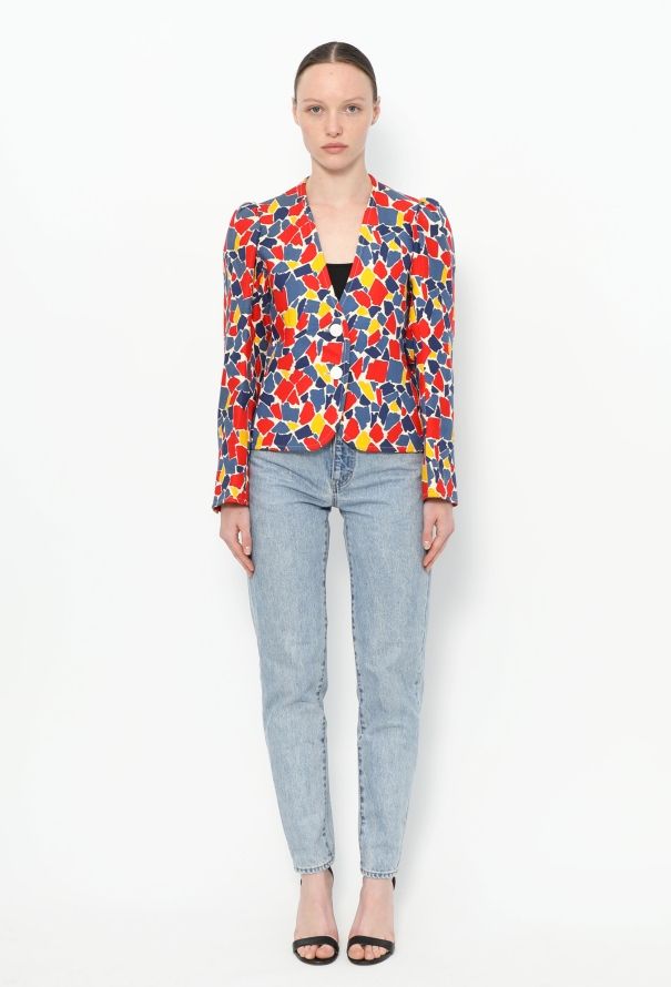 Saint Laurent RARE S/S 1982 Geometric Print Jacket - 3