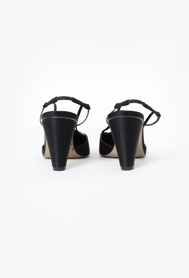 Chanel Velvet Camélia Satin Slingbacks - 4