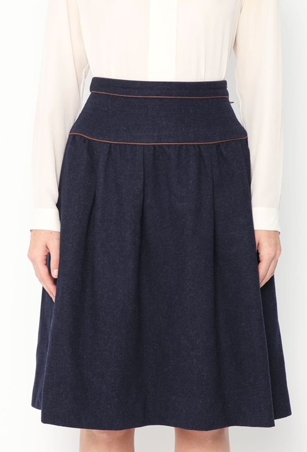 Saint Laurent '70s Piped Trim Felted Skirt - 3