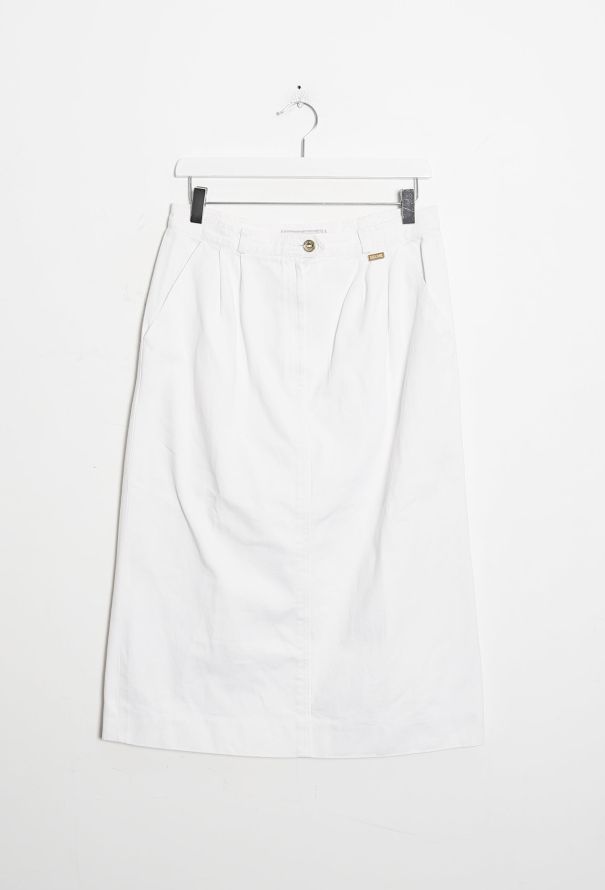 Céline 70s Jean's High-Waisted White Denim Skirt - 8