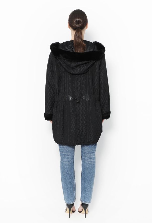 Saint Laurent 1993 Quilted Fur Trim Toogle Coat - 7