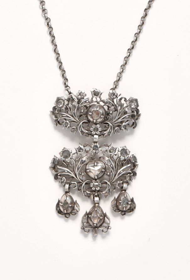 Vintage Fine Jewelry Silver & Diamonds Butterfly Cross Necklace - 3