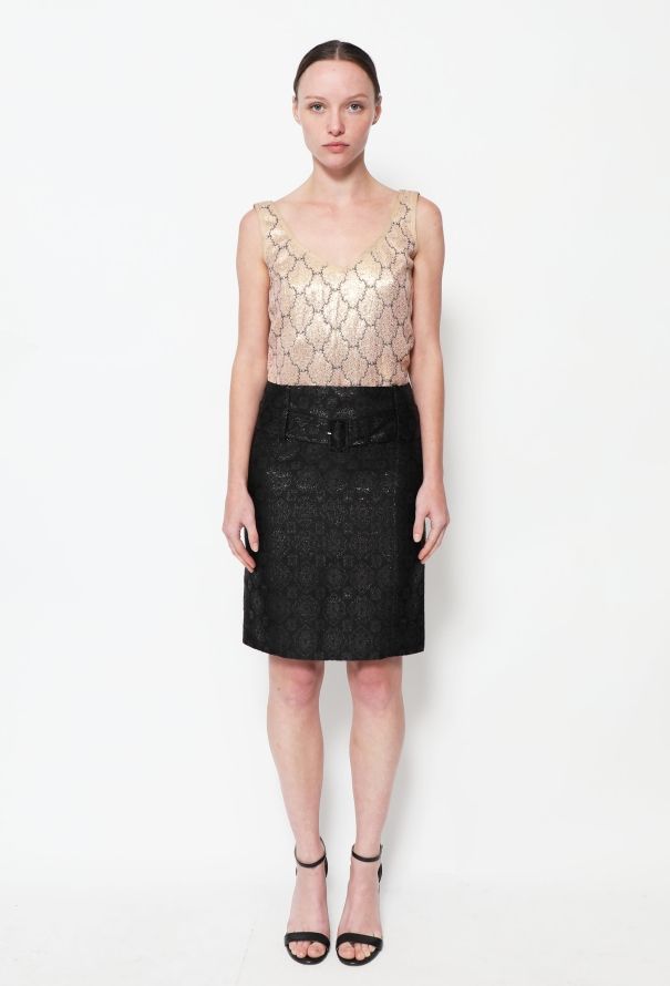 Prada S/S 2002 Brocade Belted Skirt - 1