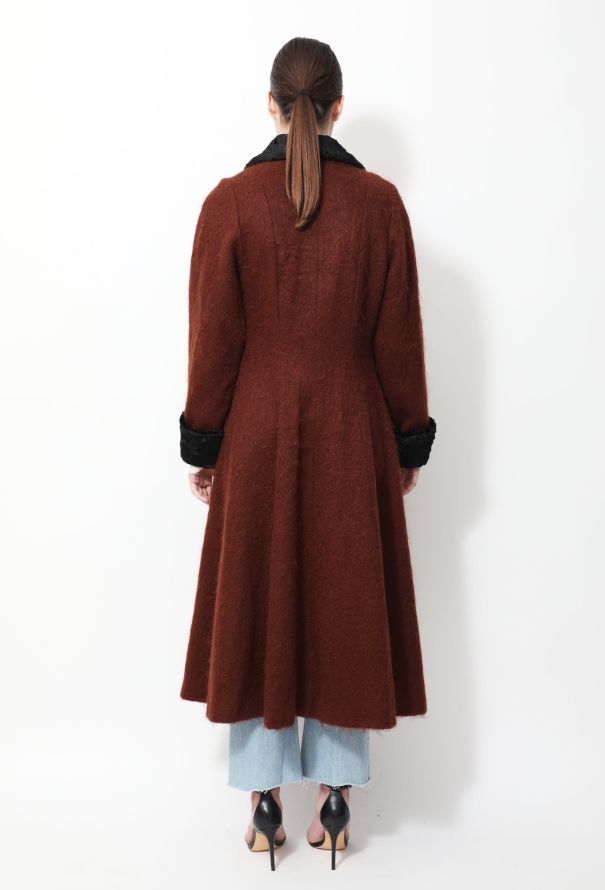 Guy Laroche Mohair Velvet Trim Coat - 4