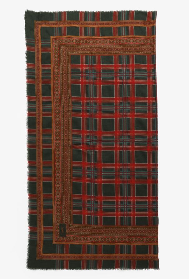 Saint Laurent Vintage Checkered Wool & Silk Scarf - 2