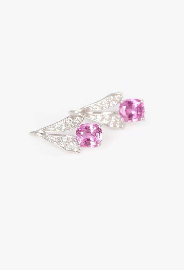 Mellerio 18k Gold, Diamond & 3.93 Carats Sapphire Tulip Earrings - 6