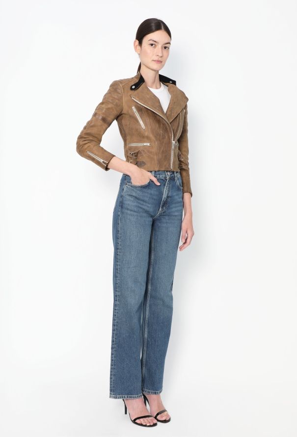 Céline Distressed Leather Biker Jacket - 5
