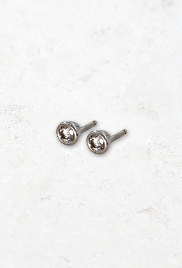 Vintage Fine Jewelry 18k White Gold & Round Diamond Studs - 3