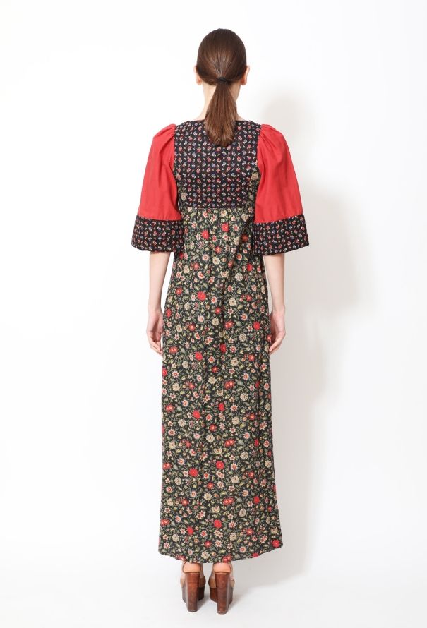 70s Floral Quilted Day Dress - 4