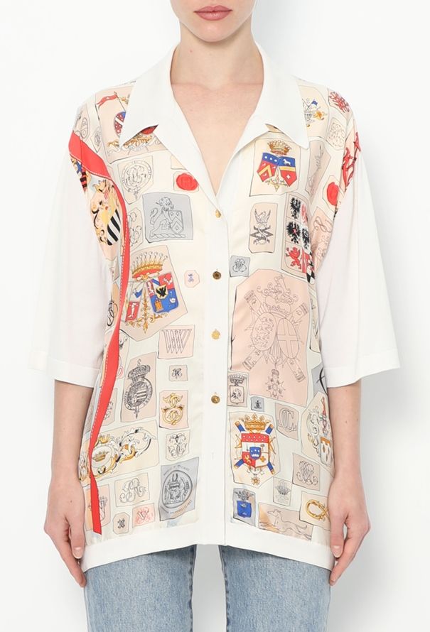 Hermès Vintage 'Numbers and Monograms' Silk Top - 1