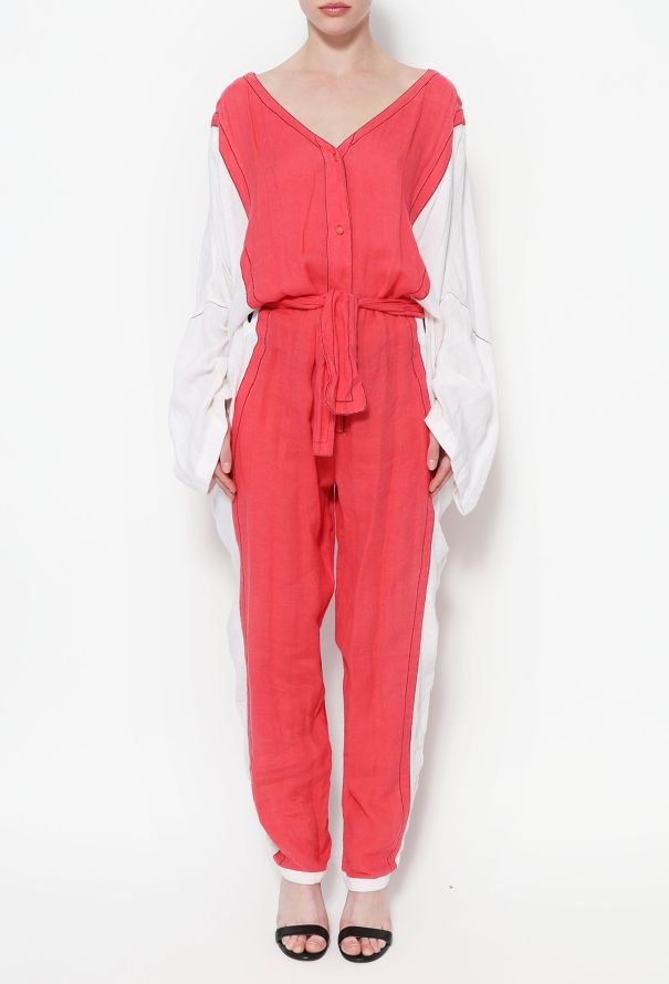 Thierry Mugler 80s Bicolor Linen Jumpsuit - 2