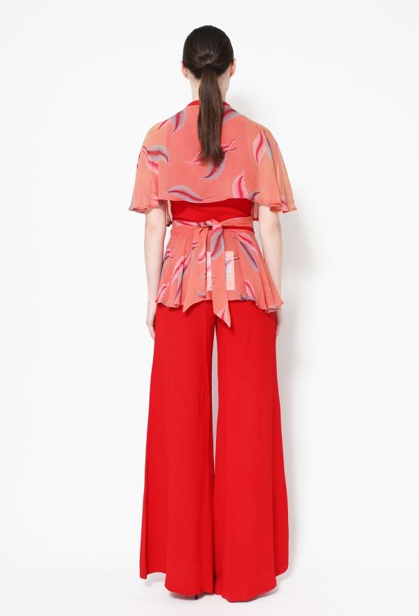 Ossie Clark COLLECTOR 1972 Feather Print Crêpe Ensemble - 4