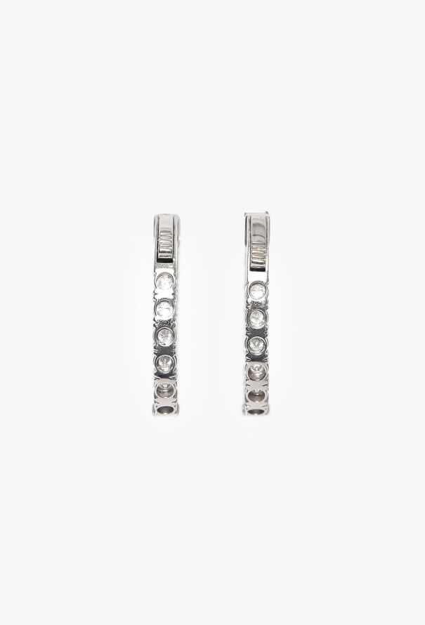 Modern Fine Jewelry 18K White Gold & Diamond Inside-Out Hoop Earrings - 6