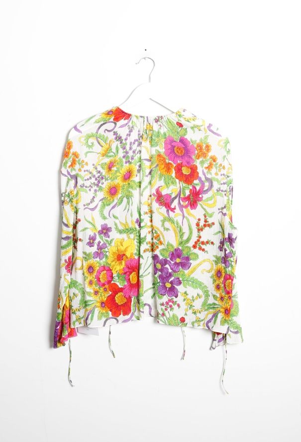 Balenciaga 2017 Floral Silk Peasant Blouse - 6