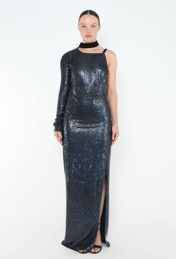 Tom Ford One-Shoulder Mesh Chainmail Gown - 1