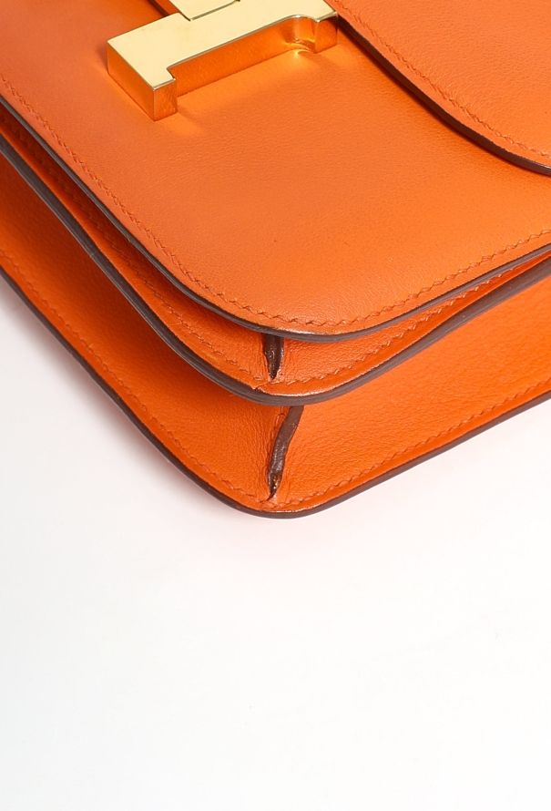 Hermès Orange H Swift Constance 18 - 7