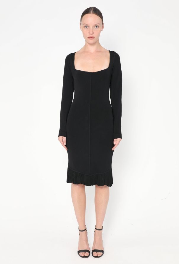 Alaïa S/S 1990 Bodycon Pleated Hem Dress - 1