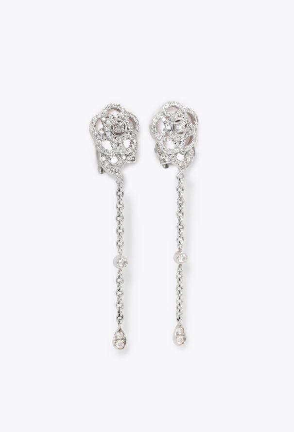 Chanel Sublime 18k White Gold & Diamond Camellia Earrings - 3
