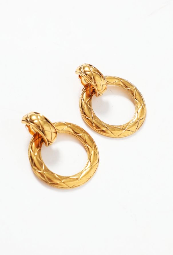 Chanel Vintage Quilted Hoop Earrings - 2