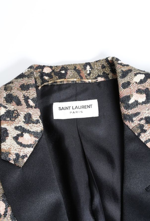 Saint Laurent 2015 Metallic Leopard Print Smoking Blazer - 5