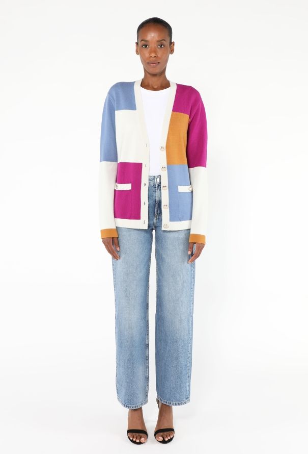Chanel F/W 2020 Colorblock Cashmere Cardigan - 3