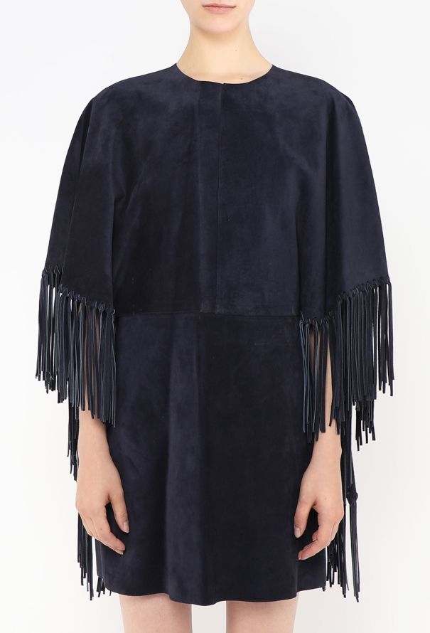 Valentino S/S 2014 Suede Fringe Cape Dress - 5