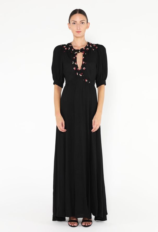 Ossie Clark '70s Embroidered Moss Crêpe Dress - 1
