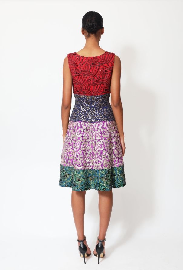Oscar De La Renta F/W 2014 Embroidered Colorblock Dress - 4