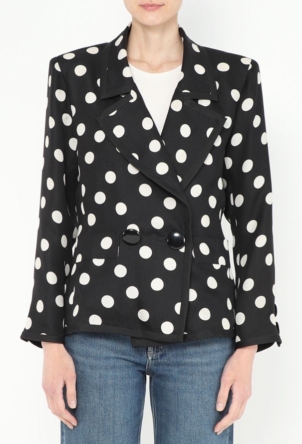 Saint Laurent 1990 Silk Polka Dot Blazer - 2