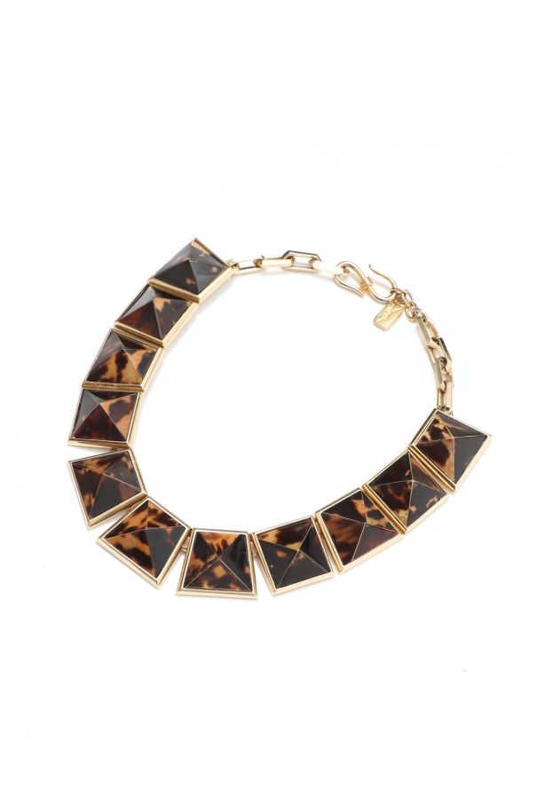 Saint Laurent Vintage Tortoise Pattern Necklace & Earrings - 3
