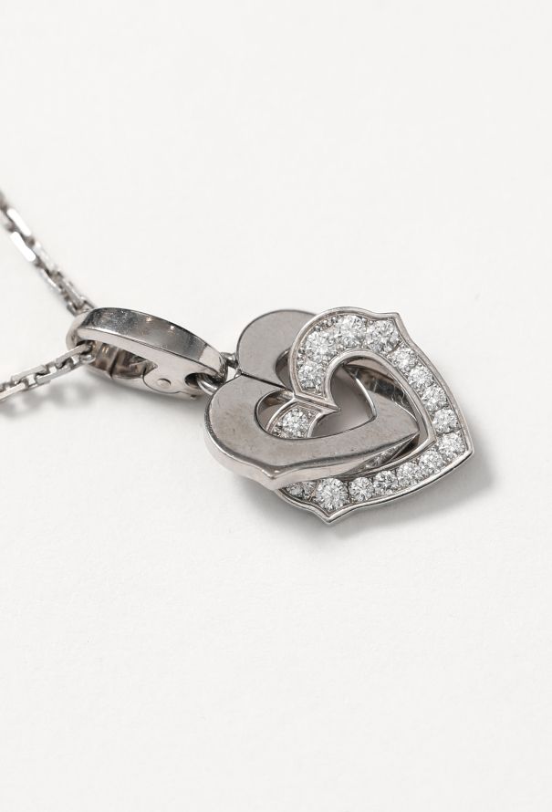 Cartier 18k White Gold & Diamond Double Heart Necklace - 3