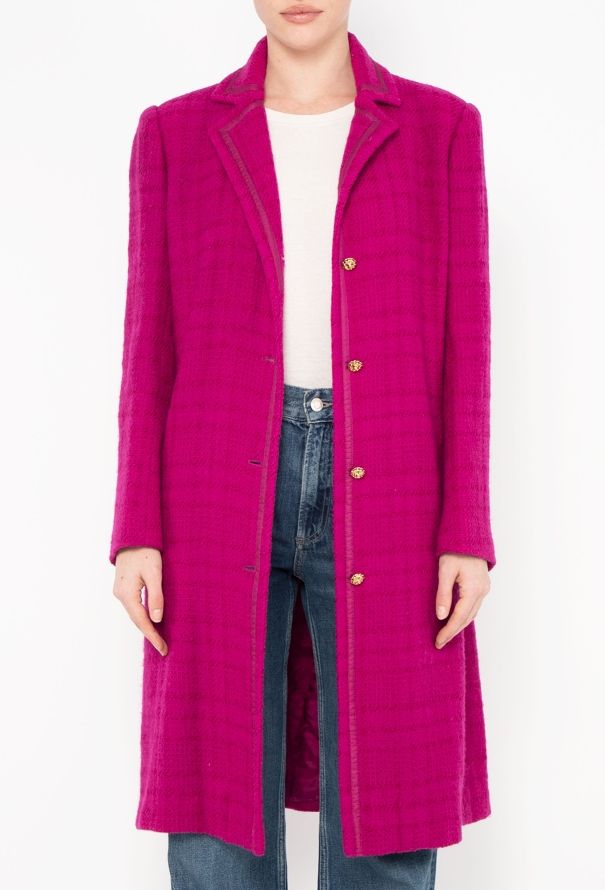 Chanel RARE '70s Fuscia Tweed Camélia Coat - 3