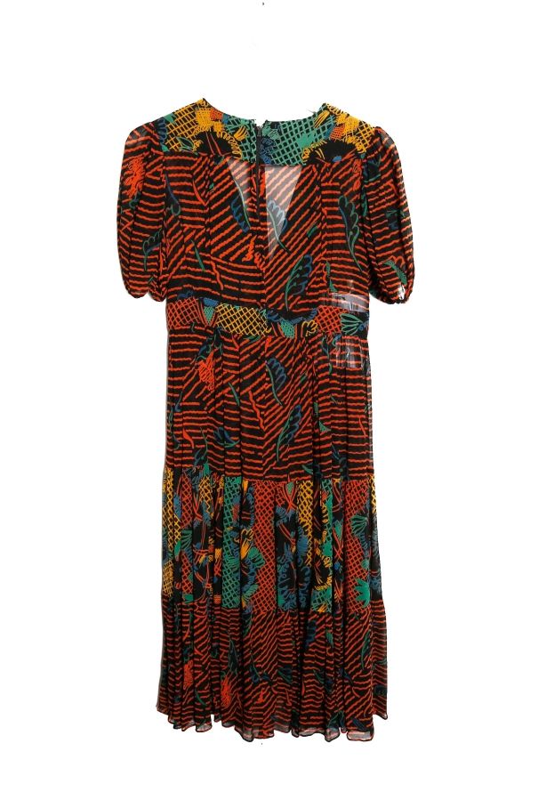 Ossie Clark RARE 1973 Abstract Crêpe Dress - 8