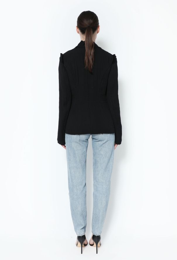 Saint Laurent Tom Ford Frayed Trim Silk Jacket - 4