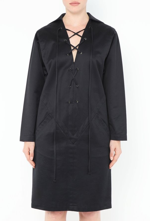 Saint Laurent Rare S/S 1991 Lace-Up Safari Dress - 3