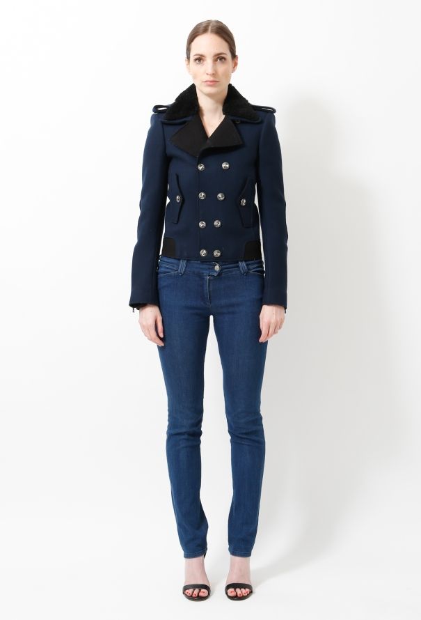 Balenciaga 2007 Shearling Military Felt Jacket - 3