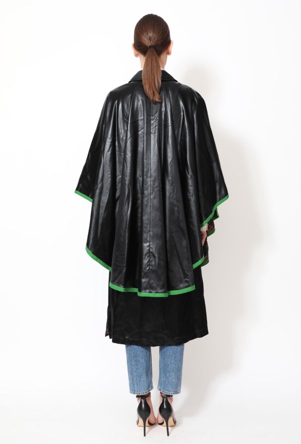 Saint Laurent RARE '70s Satin & Plaid Trench Cape - 5
