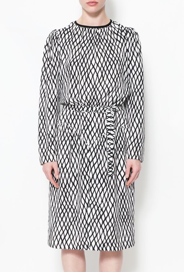 Saint Laurent 1980 Graphic Belted Dress - 2