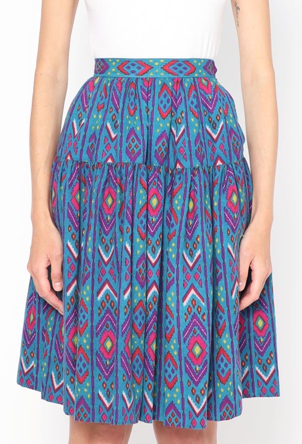 Saint Laurent Vintage Ikat Pleated Skirt - 3
