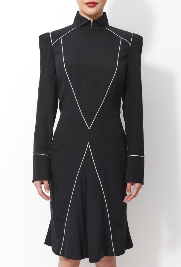 Thierry Mugler 1979 Couture Trimmed Midi Dress - 3