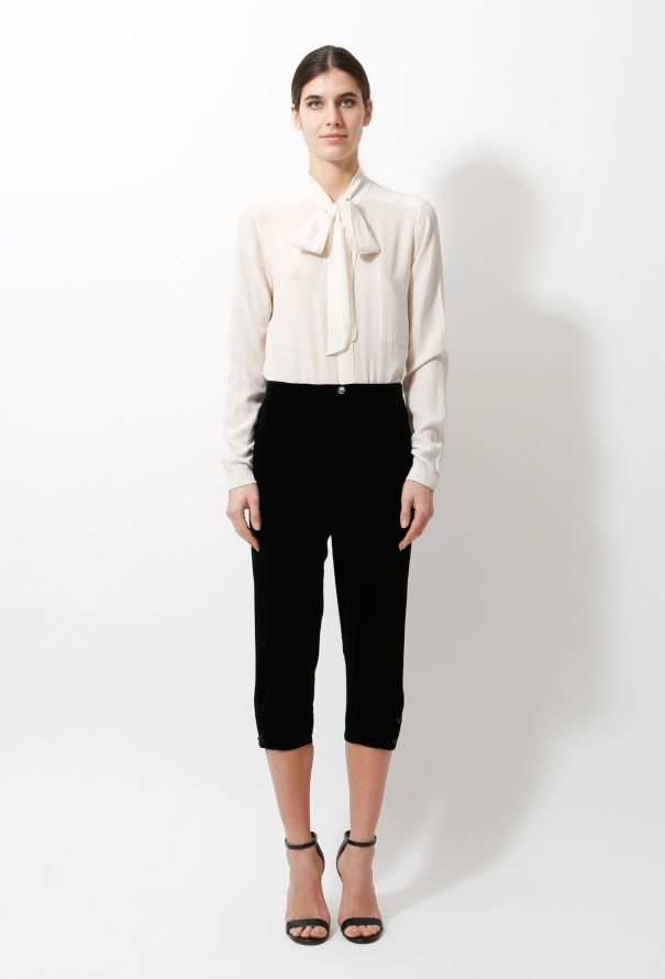 Saint Laurent Vintage Velvet Cropped Trousers - 1